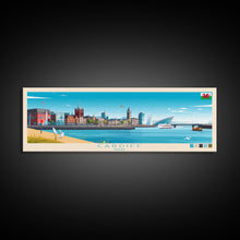 Carregar imagem no visualizador da galeria, Cardiff, Wales Travel Poster Panoramic Canvas Print, Cardiff, Wales Painting, Wales Art, Cardiff Travel Art, Guest Room Painting