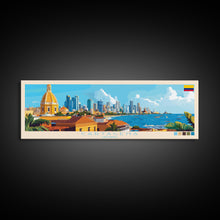 Cargar imagen en el visor de la galería, Cartagena, Colombia Panoramic Travel Poster Canvas Print, Cartagena, Colombia Painting, Colombia Art, Cartagena Travel Art, Guest Room Painting