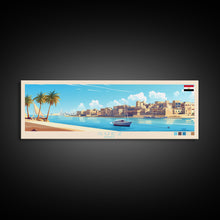 Load image into Gallery viewer, Suez, Egypt Travel Poster Panoramic Canvas Print, Suez, Egypt Painting, Egypt Art, Suez Travel Art, Guest Room Painting