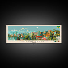 Load image into Gallery viewer, Addis Ababa, Ethiopia Panoramic Canvas Print, Addis Ababa, Ethiopia Painting, Ethiopia Art, Addis Ababa Travel Poster, Travel Art, Housewarming Gift