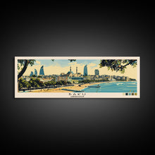 Load image into Gallery viewer, Baku, Azerbaijan Panoramic Canvas Print, Baku, Azerbaijan Painting, Azerbaijan Art, Baku Travel Poster, Travel Art, Living Room Painting