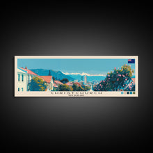 Load image into Gallery viewer, Christchurch, New Zealand Panoramic Canvas Print, Christchurch, New Zealand Painting, New Zealand Art, Christchurch Travel Poster, Travel Art, Housewarming Gift