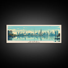 Load image into Gallery viewer, Dubai, United Arab Emirates Panoramic Canvas Print, Dubai, United Arab Emirates Painting, United Arab Emirates Art, Dubai Travel Poster, Travel Art, Housewarming Gift