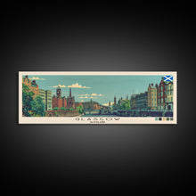 Load image into Gallery viewer, Glasgow, Scotland Panoramic Canvas Print, Glasgow, Scotland Painting, Scotland Art, Glasgow Travel Poster, Travel Art, Living Room Painting