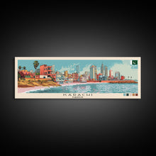 Load image into Gallery viewer, Karachi, Pakistan Panoramic Canvas Print, Karachi, Pakistan Painting, Pakistan Art, Karachi Travel Poster, Travel Art, Housewarming Gift