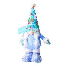 Carregar imagem no visualizador da galeria, Frosty Elegent Winter Luxe Gnome Large Set, Festive Plush Holiday Blue Joyful Home Decor with Sequins