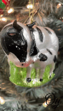 Load image into Gallery viewer, Cow and Calf Glass Christmas Ornament