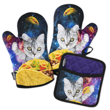 Carregar imagem no visualizador da galeria, Galaxy Taco Cat Oven Mitts And Potholder Set