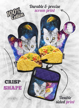 Carregar imagem no visualizador da galeria, Galaxy Taco Cat Oven Mitts And Potholder Set