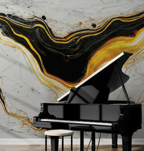 Carregar imagem no visualizador da galeria, Luxurious Marble Wallpaper. Gold and Black Marble Slate Wall Mural. #6735