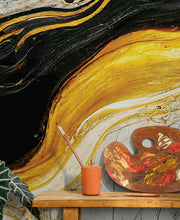 Carregar imagem no visualizador da galeria, Luxurious Marble Wallpaper. Gold and Black Marble Slate Wall Mural. #6735