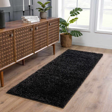 Carregar imagem no visualizador da galeria, Faina Solid Black Shag Rug Washable
