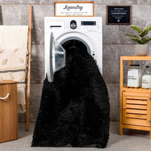 Carregar imagem no visualizador da galeria, Faina Solid Black Shag Rug Washable