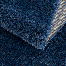 Carregar imagem no visualizador da galeria, Faina Solid Dark Blue Shag Rug Washable