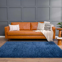 Carregar imagem no visualizador da galeria, Faina Solid Dark Blue Shag Rug Washable
