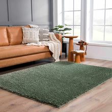 Carregar imagem no visualizador da galeria, Faina Solid Green Shag Rug Washable
