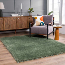 Carregar imagem no visualizador da galeria, Faina Solid Green Shag Rug Washable