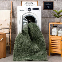 Carregar imagem no visualizador da galeria, Faina Solid Green Shag Rug Washable