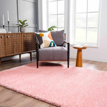 Carregar imagem no visualizador da galeria, Faina Solid Pink Shag Rug Washable