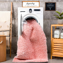 Carregar imagem no visualizador da galeria, Faina Solid Pink Shag Rug Washable