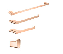 Carregar imagem no visualizador da galeria, Luxurious 4-Piece Brass Rose Gold Bathroom Hardware Set: Towel Bar, Towel Ring, Toilet Paper Holder, Robe Hook, and Tower Holder - Wall Mounted