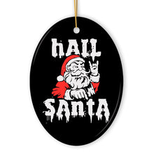 Carregar imagem no visualizador da galeria, Hail Santa Heavy Metal Christmas Ornament, Emo Goth Rockstar.