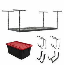 Carregar imagem no visualizador da galeria, 4' x 8' Overhead Garage Storage Bundle w/ 5 Bins (Red)
