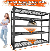 Carregar imagem no visualizador da galeria, Hausvita Storage Shelves Heavy Duty, 48" L x 18" W x 72" H Garage Wire Shelving Unit Loads 2000LBS, 5-tier Adjustable Metal Industrial Utility Shelf Rack for Kitchen, Laundry Room, Pantry, Warehouse, Basement