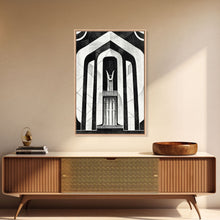 Load image into Gallery viewer, Art Deco Black And White Art Print, Art Deco Architecture, Framed Canvas Print, Ready To Hang Framed Wall Art, Living Room Wall Hanging
