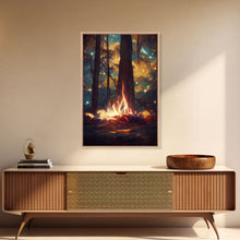 Carregar imagem no visualizador da galeria, Abstract Campfire Art, Framed Canvas Print, Ready To Hang Framed Wall Art, Living Room Wall Hanging