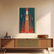 Carregar imagem no visualizador da galeria, Art Deco Space Travel Poster Art, Framed Canvas Print, Ready To Hang Framed Wall Art, Living Room Wall Hanging