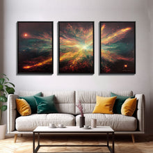 Carregar imagem no visualizador da galeria, Galaxy Full of Stars, Pixel Space Art, Pixel Art, 3 piece wall art, 3 piece canvas, unique colorful living room wall art