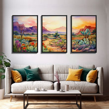 Carregar imagem no visualizador da galeria, Southwestern Desert Landscape 3 Piece Canvas Prints, Painting, Minimalist Art, Decor, Wall Decor, Wallpaper, Digital Prints, Wall Art