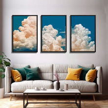 Cargar imagen en el visor de la galería, Cloud Wall Art Triptych 3 Piece Set Blue Wall Art Abstract Art Print Minimalist Wall Art Indigo Art Maximalist Deco Sky Wall Art Sky Print