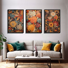 Load image into Gallery viewer, Boho Style Wall Art, Framed Canvas Print 3 Piece Set, Boho Chic, Gifts For Girlfriend, Boho Home Decor, Botanical Floral Art, Botanical Art
