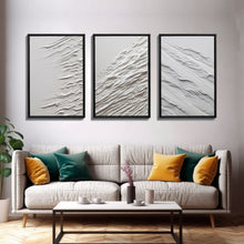 Load image into Gallery viewer, Triptych Framed Canvas Print Wall Art Set of 3 White Textured Effect Abstract Prints Modern Minimalist Wall Art Neutral Decor Impasto Effect