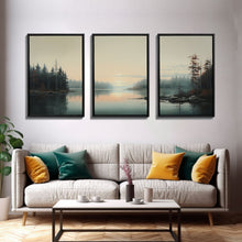 Carregar imagem no visualizador da galeria, Framed Canvas Wall Art Set of 3 Oil Painting Forest Tree Prints Minimalist Neutral Art Modern Farmhouse Wall Decor, Boho Art