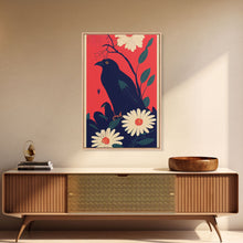 Load image into Gallery viewer, Crow Portrait, surrealist bird art, Framed Canvas Print, Ready To Hang Framed Wall Art, Living Room Decor