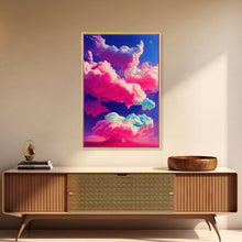 Carregar imagem no visualizador da galeria, Bubble Gum Clouds, Trippy Psychedelic Surrealist Cloud Art, Framed Canvas Print, Ready To Hang Framed Wall Art
