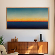 Load image into Gallery viewer, Beautiful Art deco style watercolor sunset, framed canvas print, ready to hang framed wall art