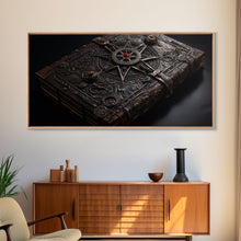 Carregar imagem no visualizador da galeria, A Book Of Spells Framed Canvas Print, Halloween Wall Art, Halloween Decor, Canvas Wall Art With Frame, Spellbook Art