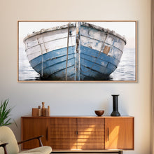 Load image into Gallery viewer, Boho Style Nautical Decor, Minimalist Art, Framed Canvas Print, Photograph Of An Old Wooden Ship, Beachhouse Decor, Wood Boat, Gift For Him