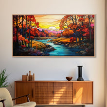 Load image into Gallery viewer, Beautiful Autumn Centerpiece Art, Framed Canvas Print, Stained Glass Style Decor, Fall Decor, Fall Art, Farmhouse Decor, Fall Home Decor