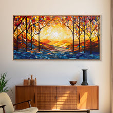 Carregar imagem no visualizador da galeria, Abstract Art Print, Botanical Art, Sunset Wall Art, Vibrant Art, Autumn Print, Fall Wall Art, Canvas Art Print, Wall Hanging, Panoramic Art