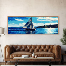 Cargar imagen en el visor de la galería, Come Sail Away - Panoramic Sail Boat Art - Framed Canvas Print - Oil Painting Reprint - Framed Art - Sailing On The Open Ocean