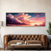 Load image into Gallery viewer, Beautiful Panoramic Framed Canvas Print of Red and Pink Clouds and Sunset, Framed Wall Art, Wall Decor, Living Room Art