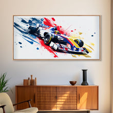 Carregar imagem no visualizador da galeria, Formula 1 Race Car Graffiti Art, Framed Canvas Print, Wall Art, Mancave Art, F1 Splatter Art