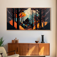 Carregar imagem no visualizador da galeria, Forest fire seen through a kaleidoscope, framed canvas print, wall art
