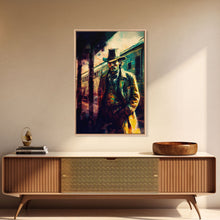 Load image into Gallery viewer, Cowboy waiting for the train, framed wall art, framed canvas print
