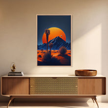 Carregar imagem no visualizador da galeria, Fiery Orange Sunset Cactus Desert Wall Art Canvas Print - Vibrant Colors of a Desert Oasis Artwork